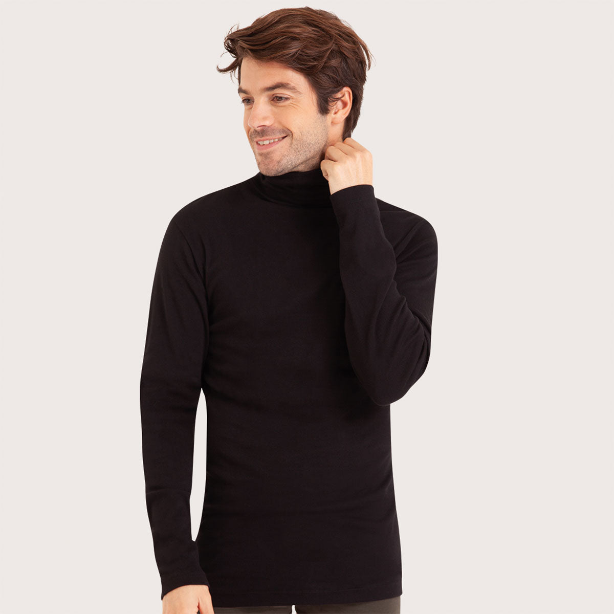 Tee-shirt col roulé manches longues homme Pur coton Eminence