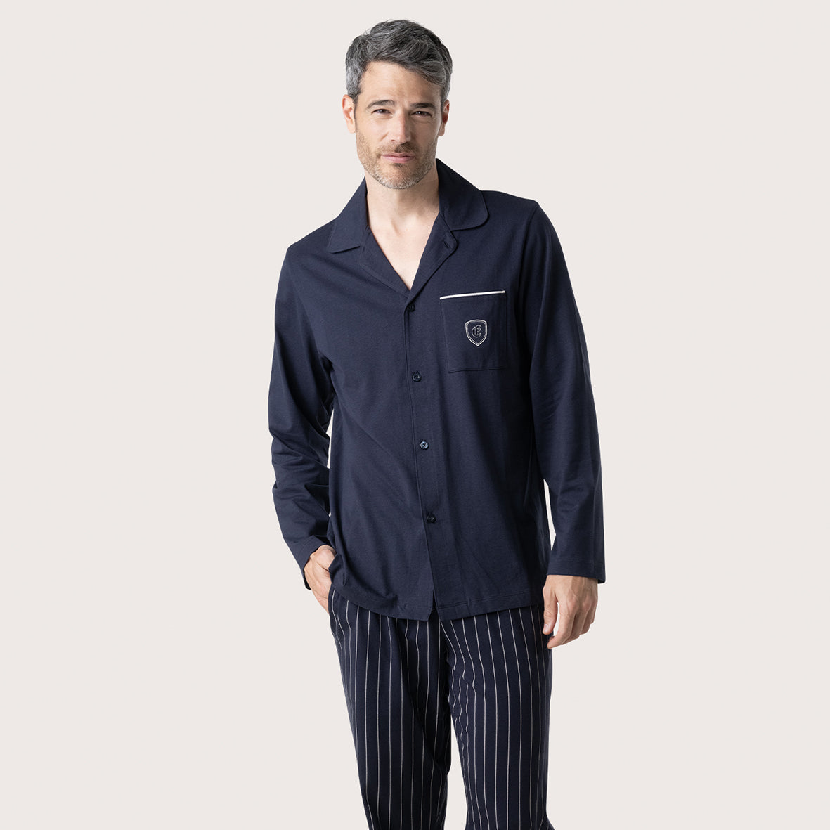 Pyjama Boutonné 009 - Pyjamas Longs Homme