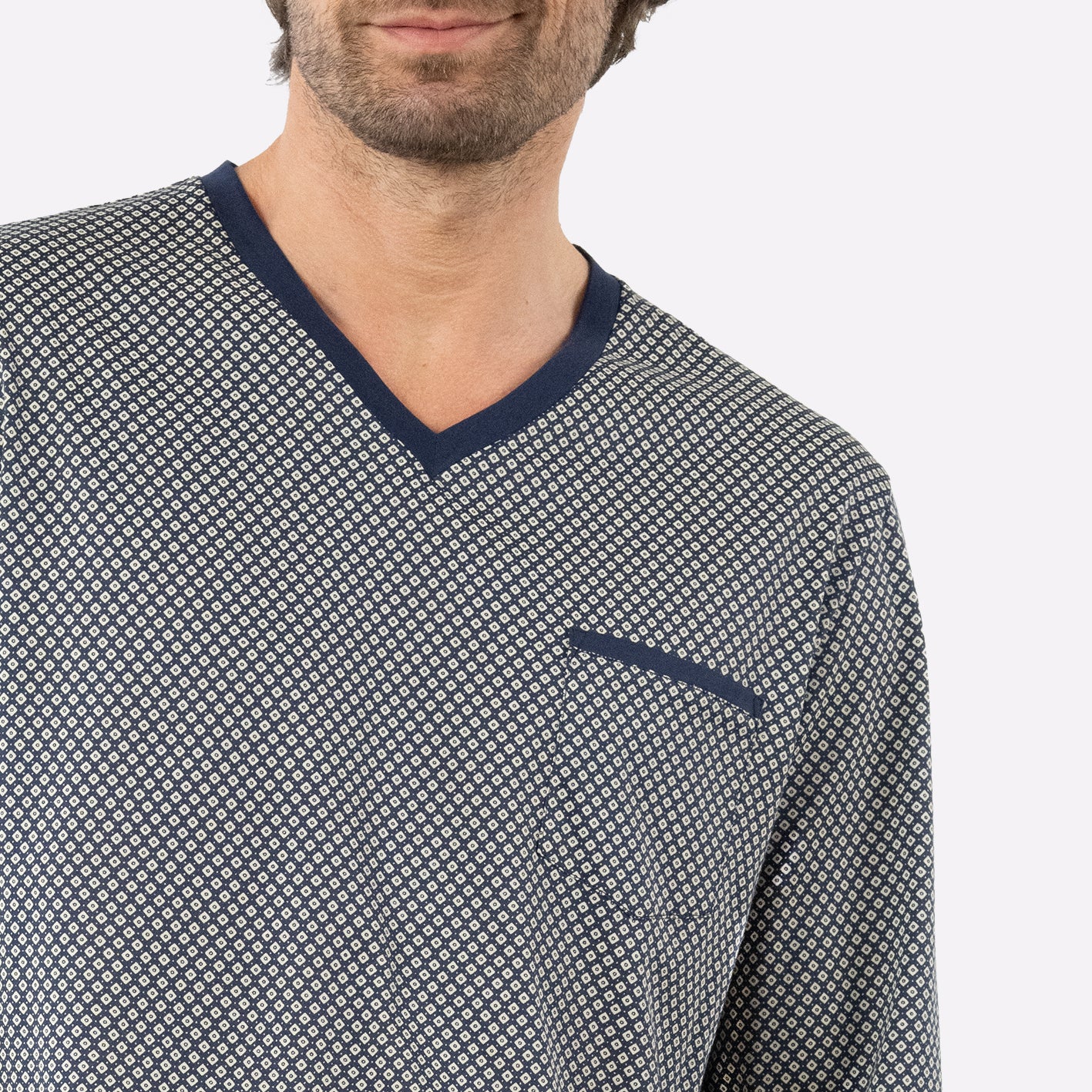 Pyjama long col V homme Mercerisé Eminence