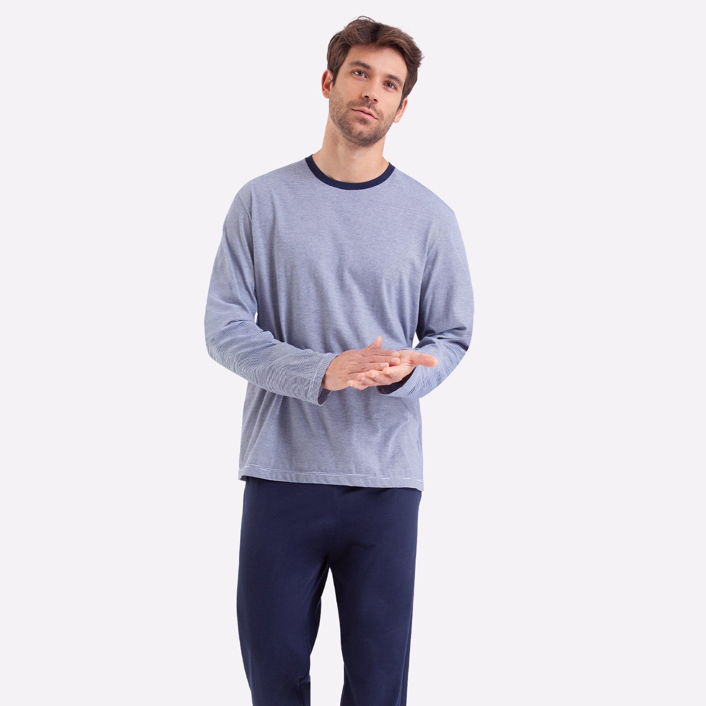 Shop Pyjama Pyjama Homme Eminence Long Open Pajamas Bleu Eminence Men  07U427984511 Place Des