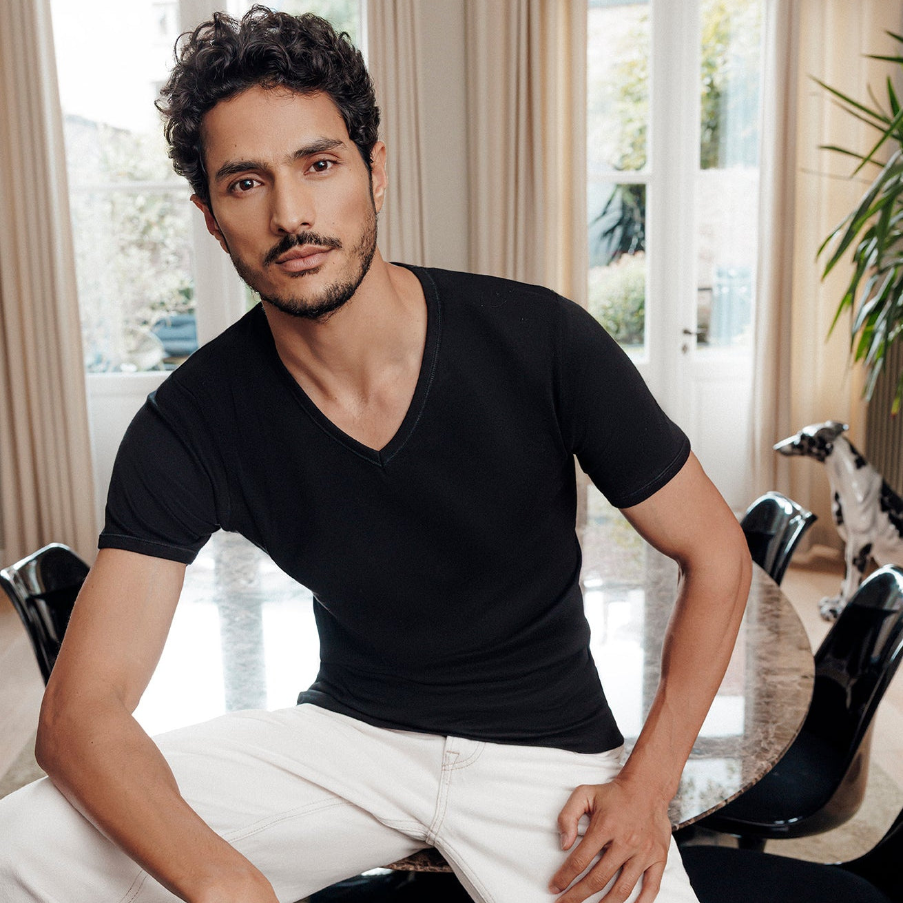 Tee-shirt col V Pur coton Premium Eminence