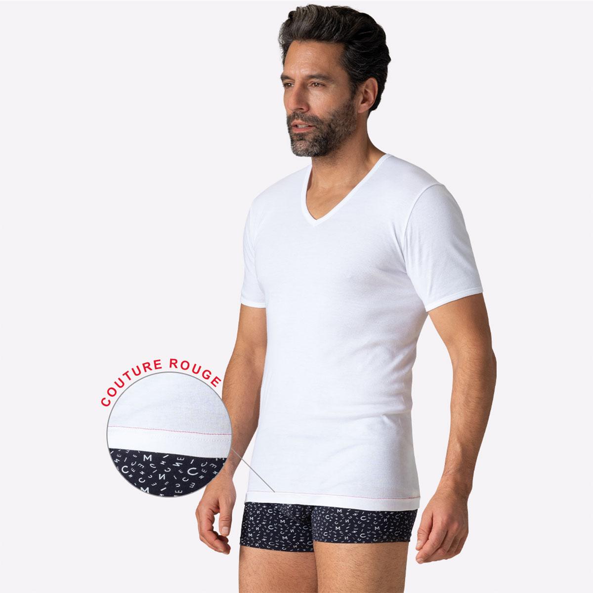 Tee-shirt col V homme Pur Coton 80 ans Eminence