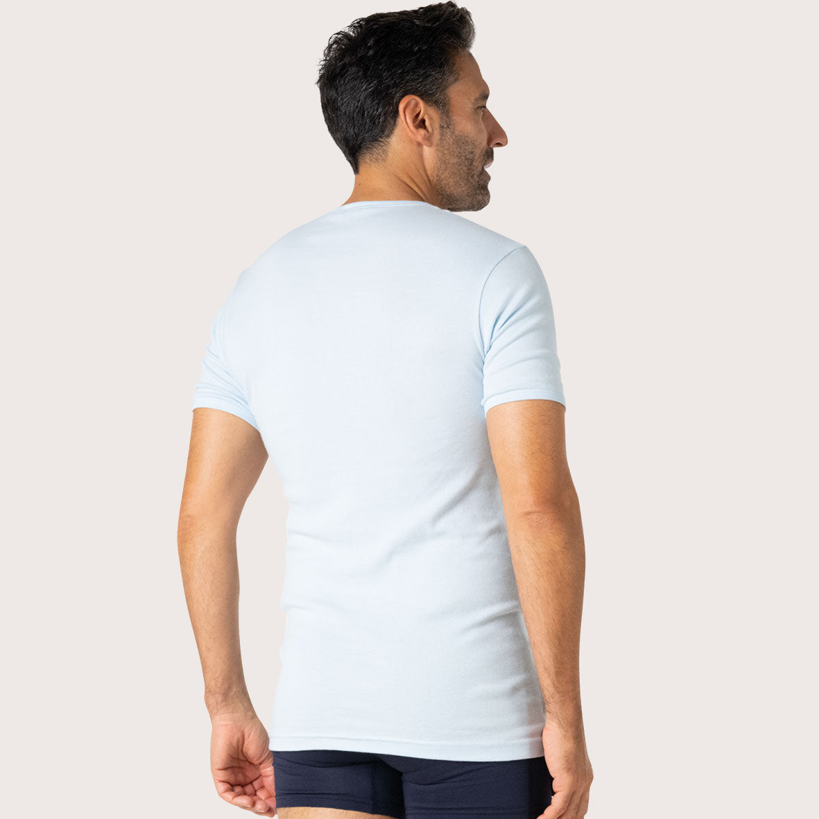 Tee-shirt Col V Homme Fait En France Bleu Manches Courtes Eminence - T-shirt / Polo Homme Sur