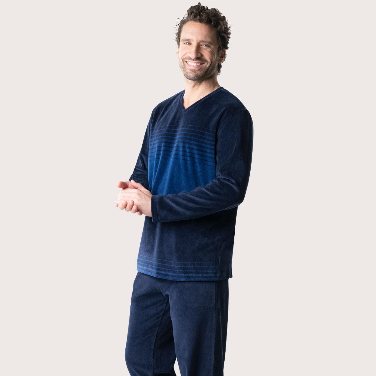 Pyjama long col V homme Velours Eminence