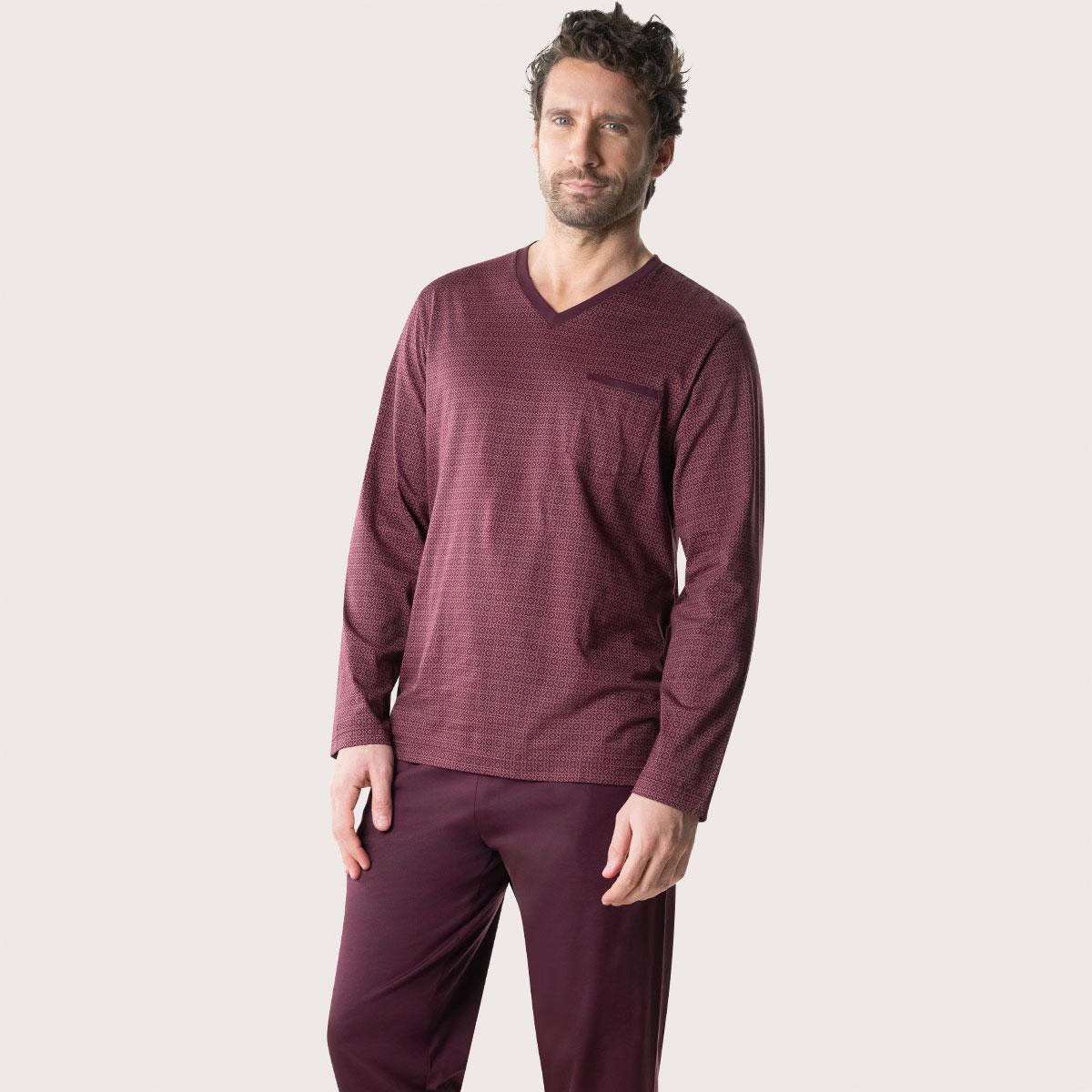 Pyjama long col V homme Mercerise Eminence