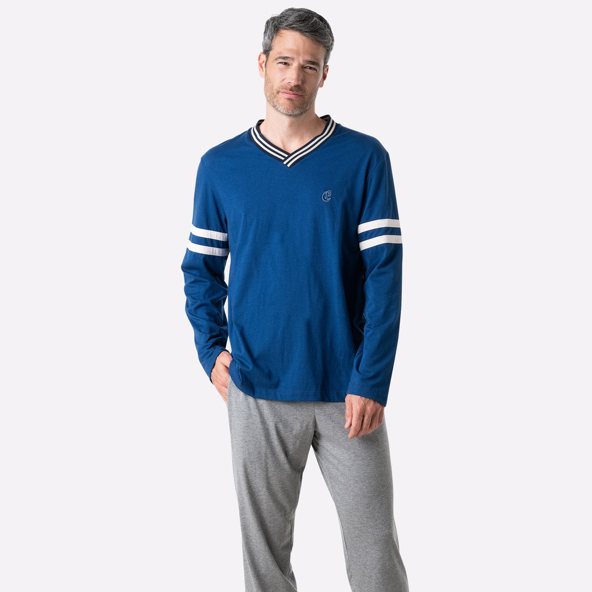 Leversic Pyjama Homme Hiver Coton - Ensemble 2 Pièces Manches Longues Doux Et Confortable S-3XL