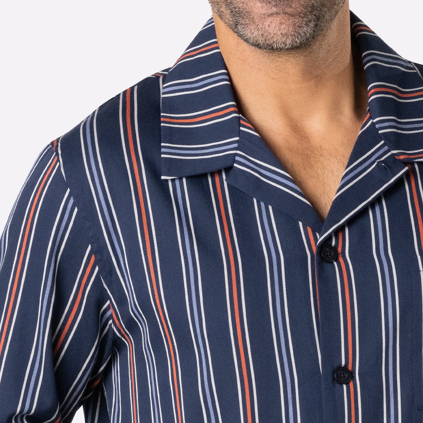 Pyjama long droit ouvert homme Popeline Eminence